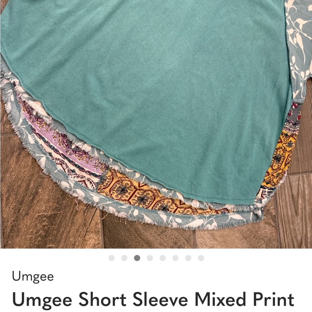 Umgee Short Sleeve Mixed Print Media Boho Top XL - Picture 5 of 7